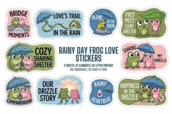 Download Rainy Day Frog Love Stickers - Love stickers Collection