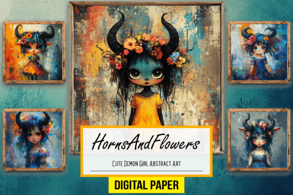 Download Cute Demon Girl Abstract Background Art - Demon Collection