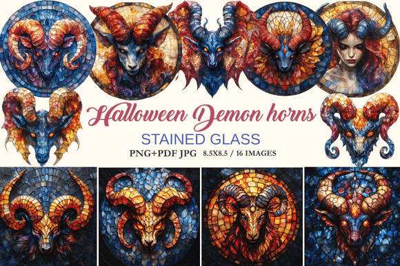 Download Halloween Demon Horns Stained Glass - Demon Collection